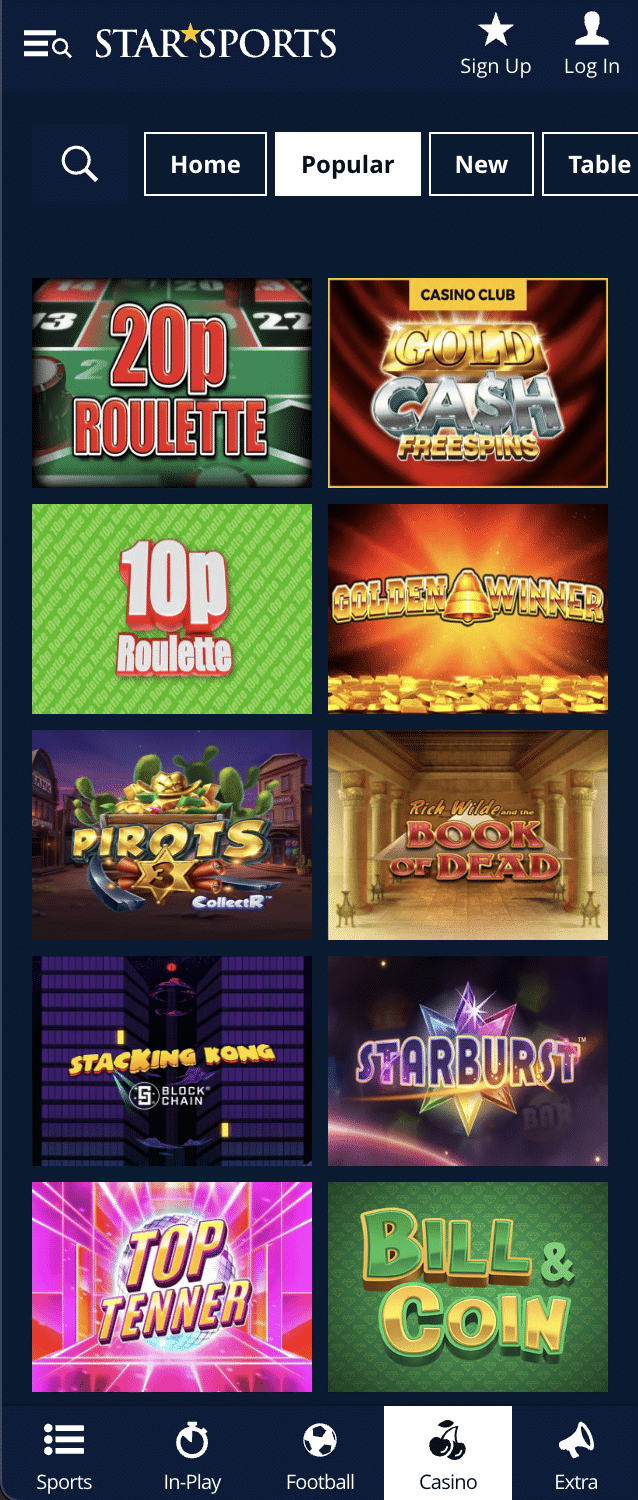 Star Sports casino games